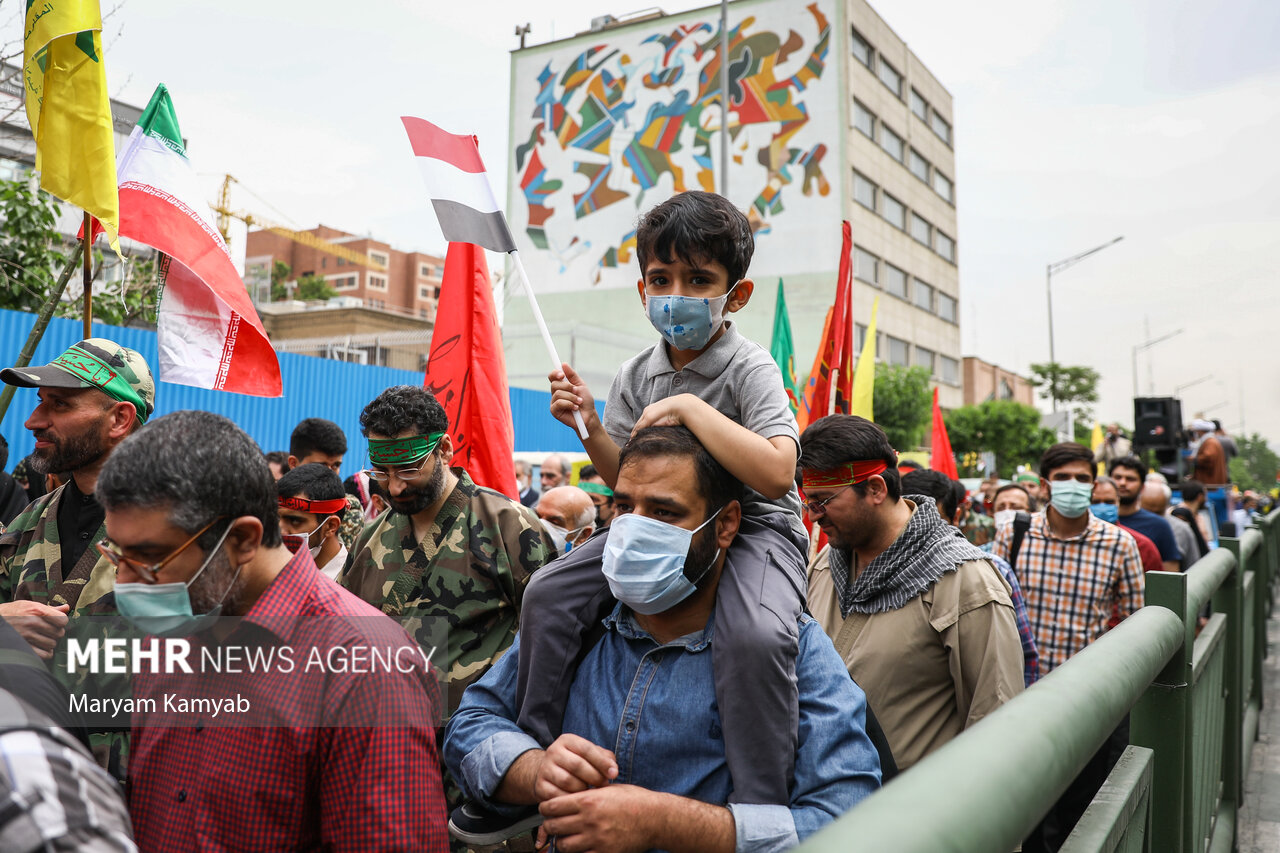 راهپیمایی روز جهانی قدس در تهران صبح جمعه ۹ اردیبهشت ۱۴۰۱ با حضور گسترده مردم برگزار شد