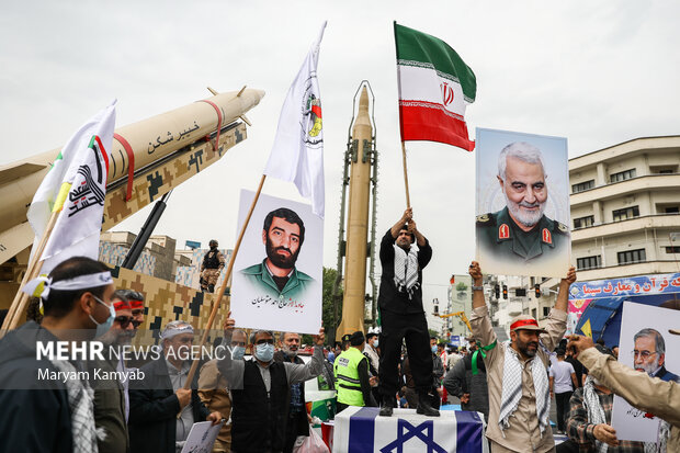 راهپیمایی روز جهانی قدس در تهران صبح جمعه ۹ اردیبهشت ۱۴۰۱ با حضور گسترده مردم برگزار شد