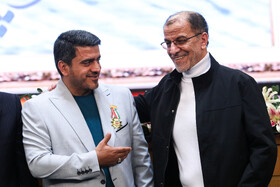 محمود خسروی‌وفا، رییس کمیته المپیک و جواد فروغی قهرمان تیراندازی در ضیافت سده المپیک
